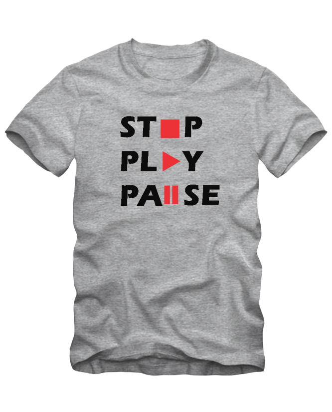 marškinėliai Stop,Play,Pause marškinėliai Stop,Play,Pause